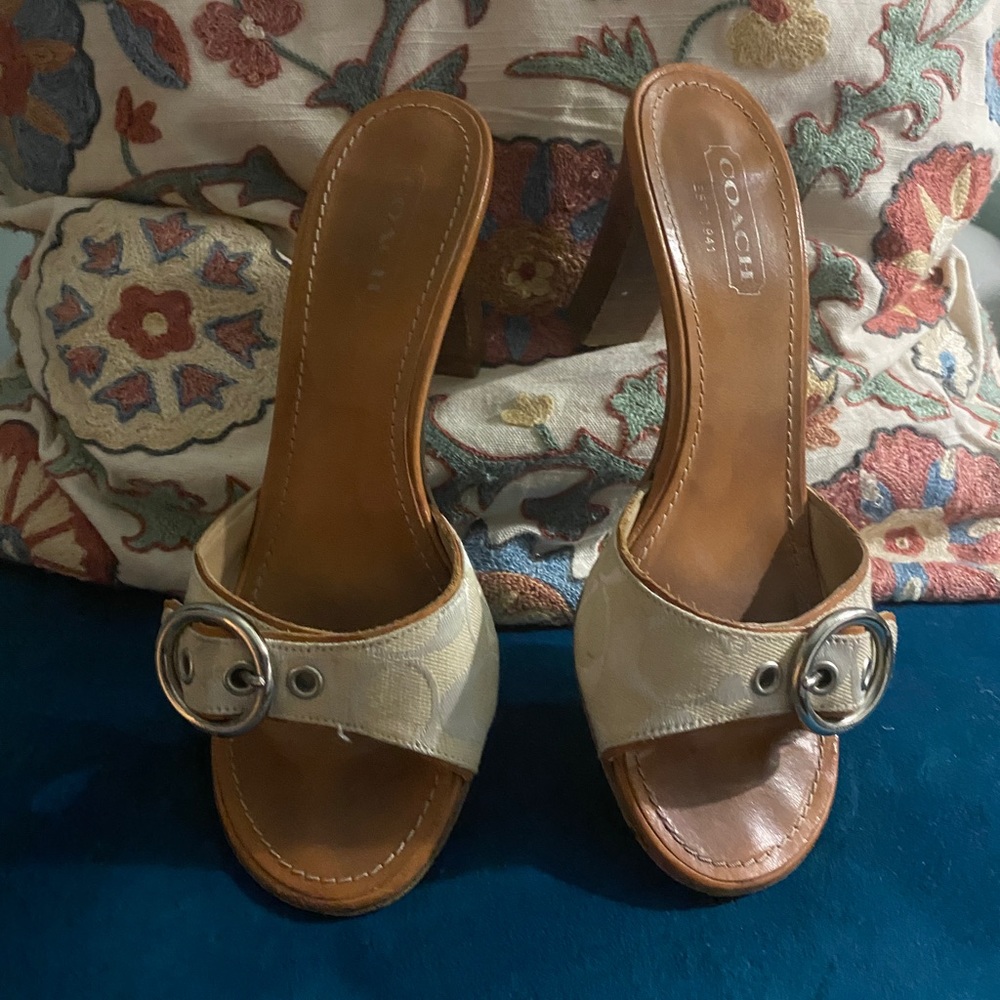 Coach white high heel sandals